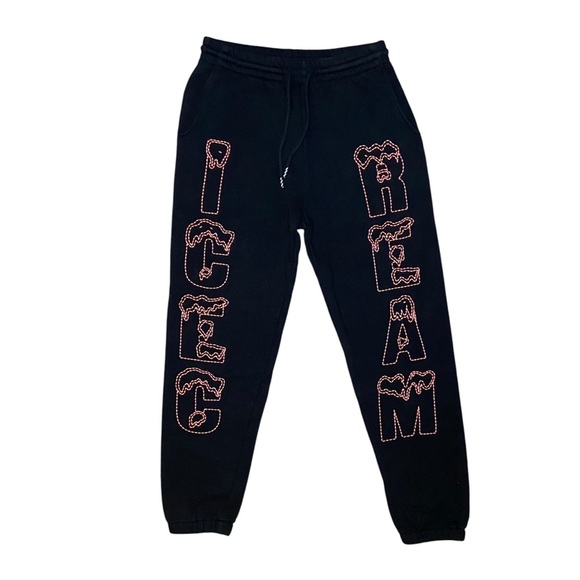 Ice Cream Snow Tops Sweatpant Joggers Black Small Cotton Tapered Lettering - Picture 1 of 10